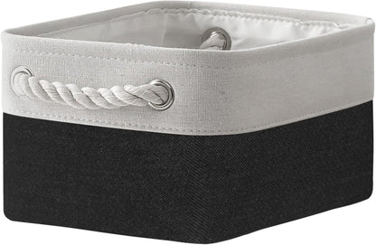 TheWarmHome Storage Bins for Shelves - 12x8x5.2 inch 1 Pack Storage Baskets for Gifts Empty for Closet Organizing Dog Gift Cloth Toy Cubes Box (White & Black)