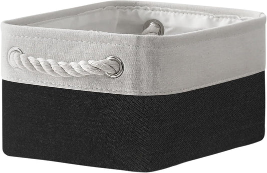 TheWarmHome Storage Bins for Shelves - 12x8x5.2 inch 1 Pack Storage Baskets for Gifts Empty for Closet Organizing Dog Gift Cloth Toy Cubes Box (White & Black)