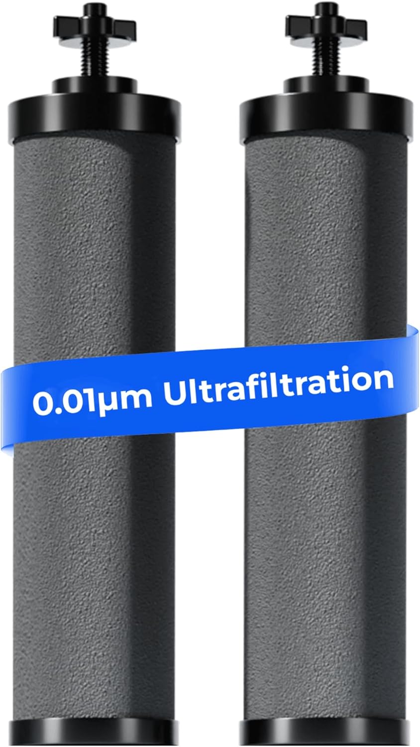 [New Upgraded Ultrafiltration] Waterdrop Black Water Filter, Replacement for Berkey® BB9-2® Black Purification Elements, Berkey® Gravity Water Filter System, 2 Pack