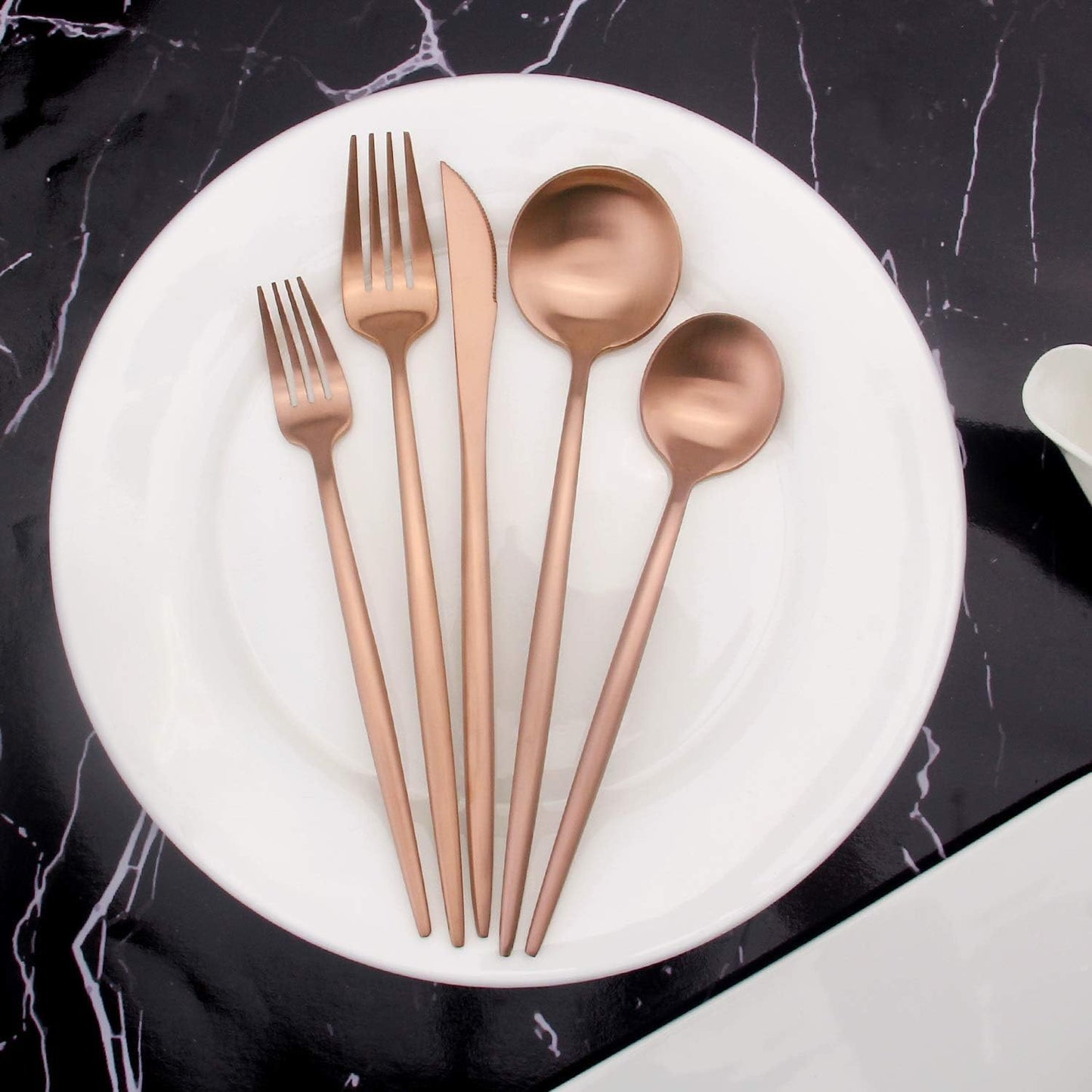 Matte Rosegold Silverware Set, Vanys 20 Piece Stainless Steel Cutlery Flatware Set, Kitchen Utensil Sets for 4, Tableware With Knife Spoons And Forks Set, Satin Finished Polished