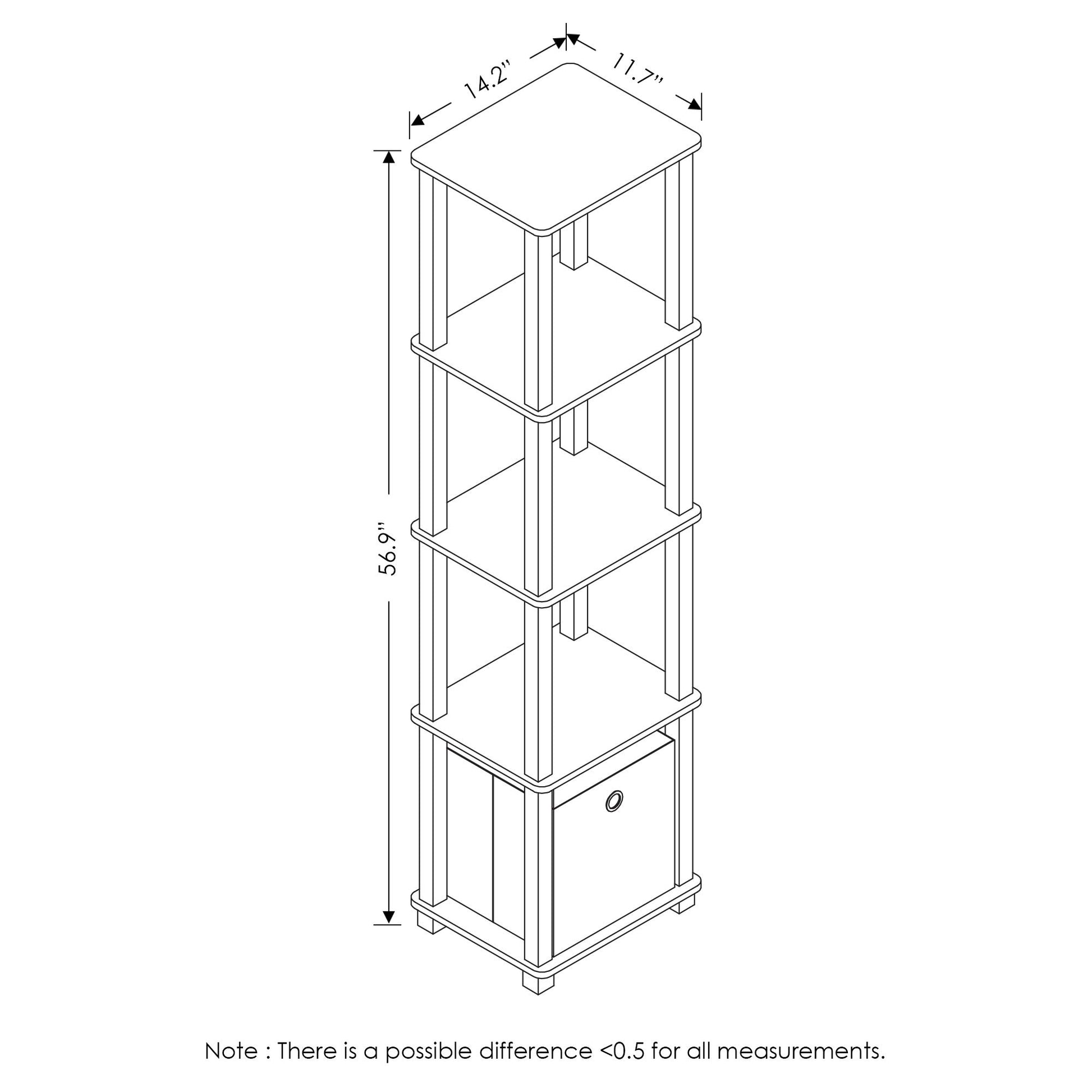 FURINNO TNT No Tools 5-Tier Display Decorative Shelf, Columbia Walnut/Black/Dark Brown
