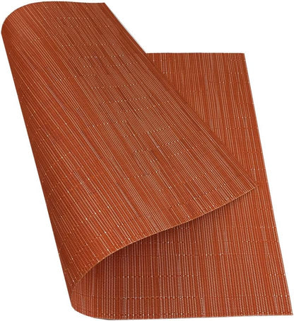 WAZAIGUR Placemats Set of 6 for Dining Table Heat-Resistant Washable Place Mats Woven Vinyl Kitchen Table Mats Easy to Clean,Orange