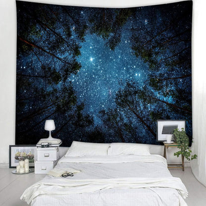 Llamazing Forest Landscape Tapestry for Living Room & Bedroom - Magic Tapestry Curtain (Looking Up at The Stars, 60''L51''W)