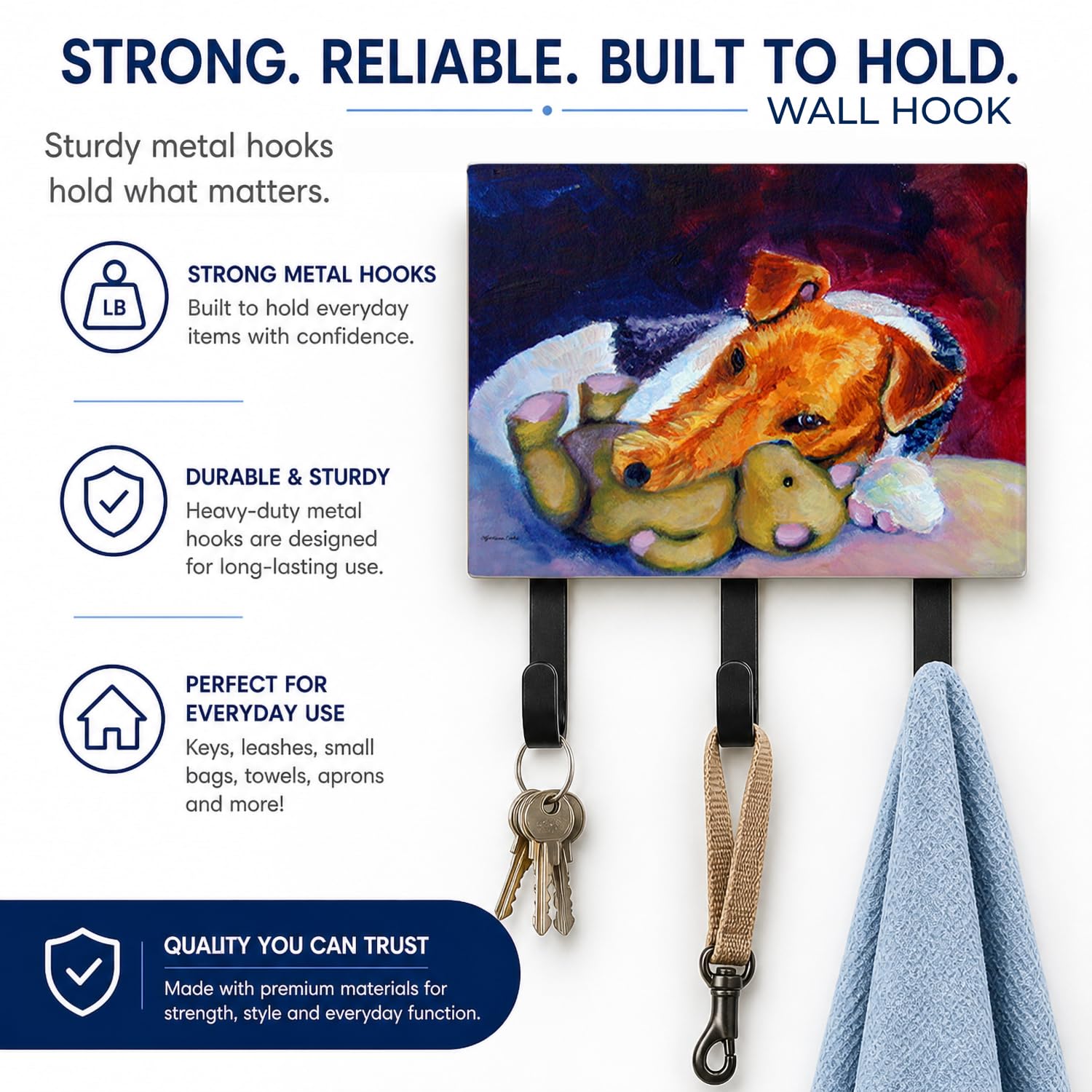 Caroline's Treasures 7355TH68 Fox Terrier and Teddy Bear Leash or Key Holder, Wall Hooks, Key Hooks