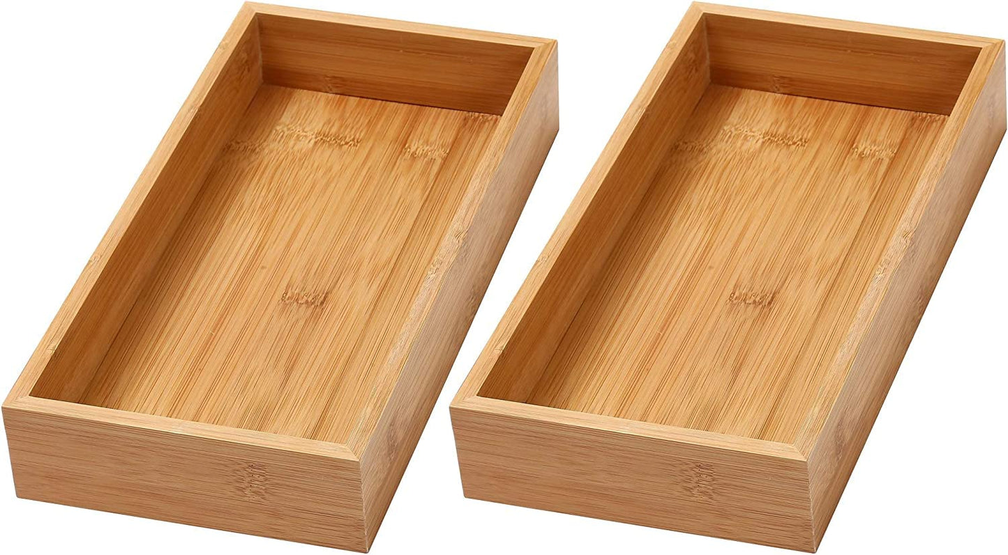 YBM Home Bamboo Drawer Organizer Storage Box for Kitchen Drawer, Junk Drawer, Office, Bedroom