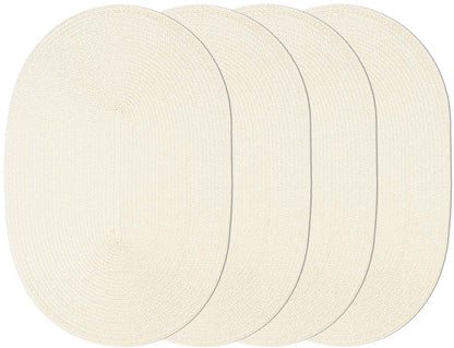 AHHFSMEI Placemats Set of 4 for Dining Table Washable Woven Vinyl Non-Slip 18x12 inches Placemat Heat-Resistant Durable Table Mats for Dining Table Easy to Clean (Oval Beige, 4)
