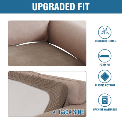 H.VERSAILTEX Velvet Stretch Individual Couch Cushion Cover Plush Cushion Slipcover for Loveseat Sofa Cushion Furniture Protector Seat Cushion Sofa Cover (1 Piece Sofa Cushion Cover, Mocha)