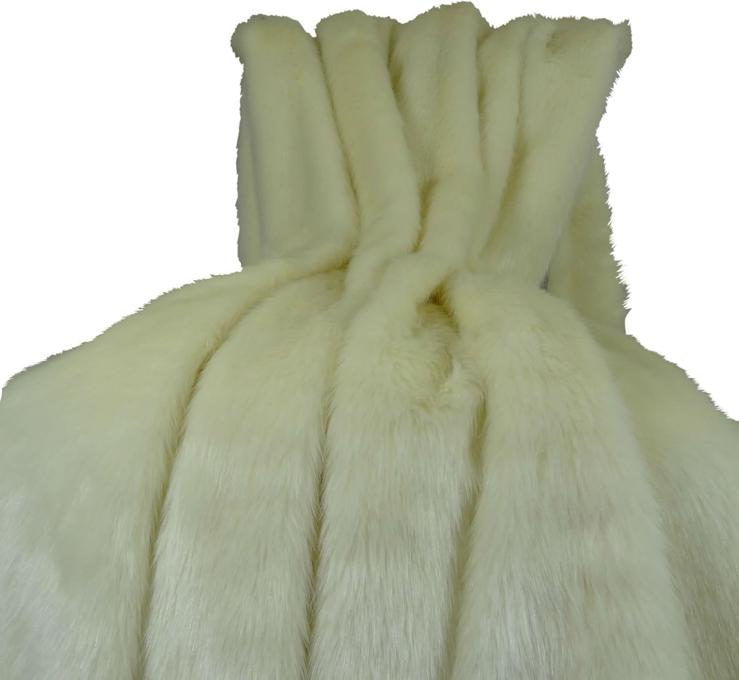 Arctic Fox Faux Fur Throw Blanket & Bedspread - Arctic Creamy White Arctic Faux Fur - Luxury Soft Faux Fox Fur - Heavy Throw, Made in USA, 16414