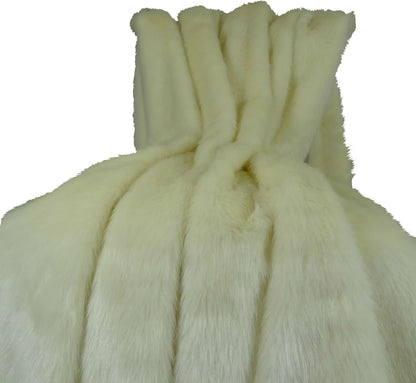 Arctic Fox Faux Fur Throw Blanket & Bedspread - Arctic Creamy White Arctic Faux Fur - Luxury Soft Faux Fox Fur - Heavy Throw, Made in USA, 16414