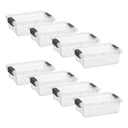 Superio Clear Storage Boxes with Lids, 1.27 Quart Plastic Container Bins for Organizing, Stackable