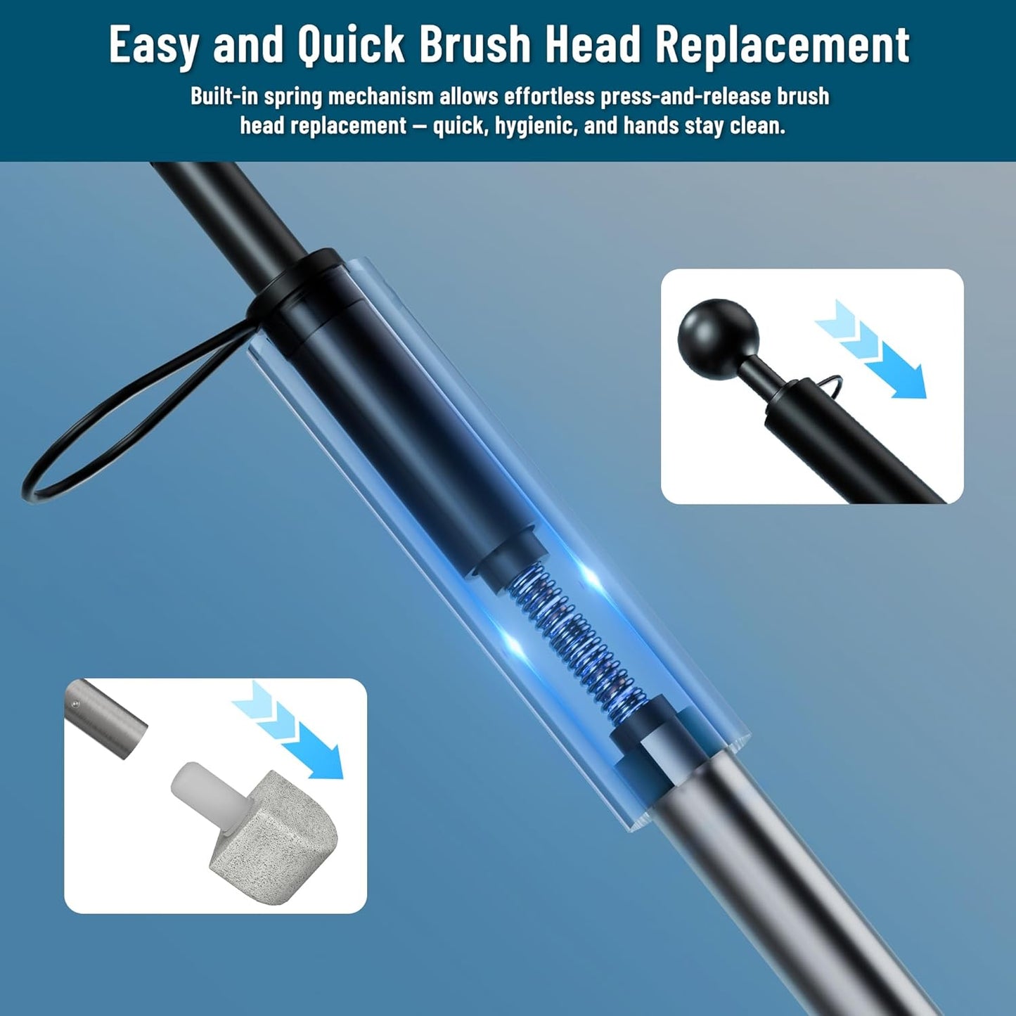 Pumice Stone Toilet Bowl Cleaner,16.7Inch Toilet Pumice Stone with Handle Cleans Hard Water Ring Calcium Buildup&Stains for Toilet Bath Kitchen Household Cleaning（Black