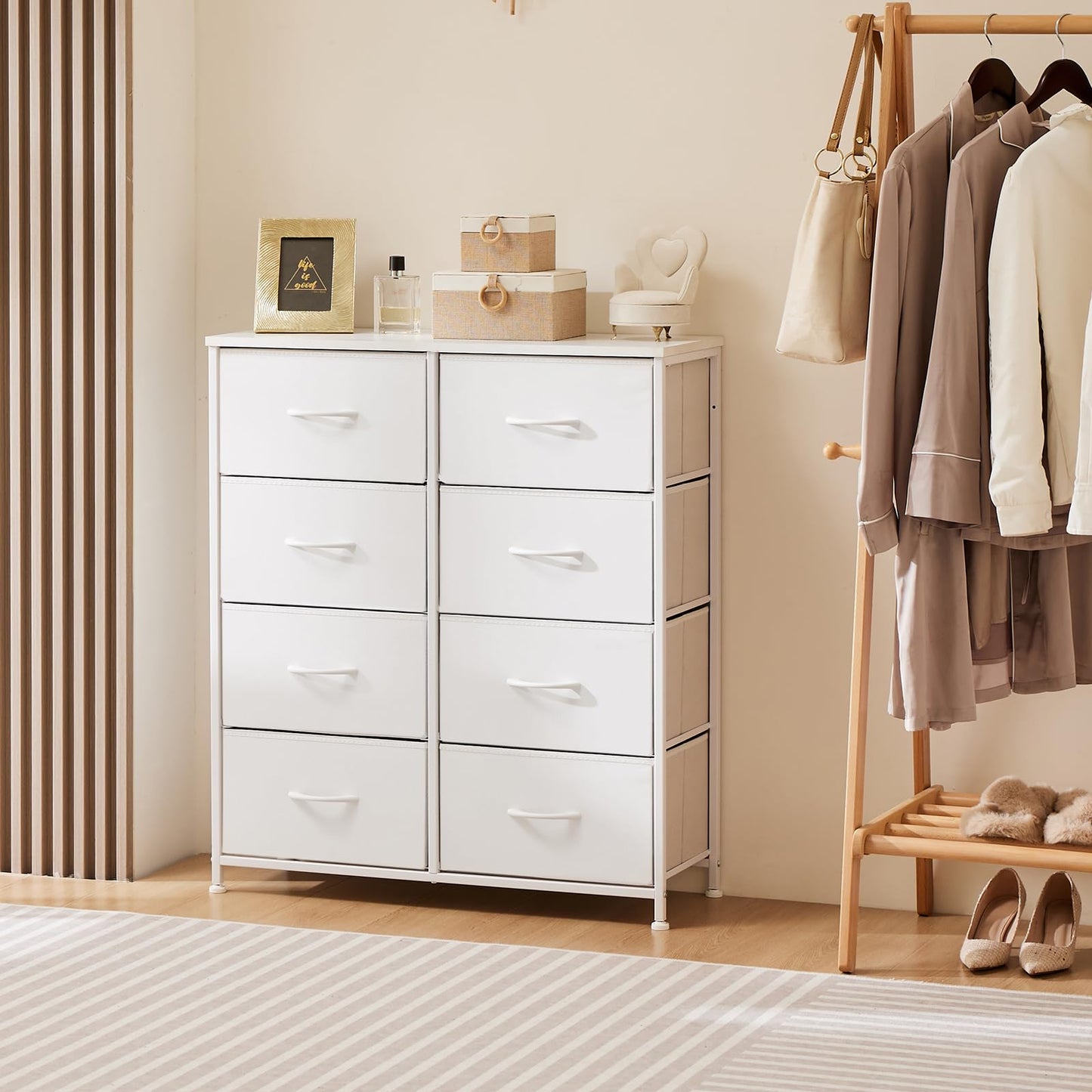 OLIXIS 8 Drawer Storage Dresser for Bedroom, White Closet Organizers Units