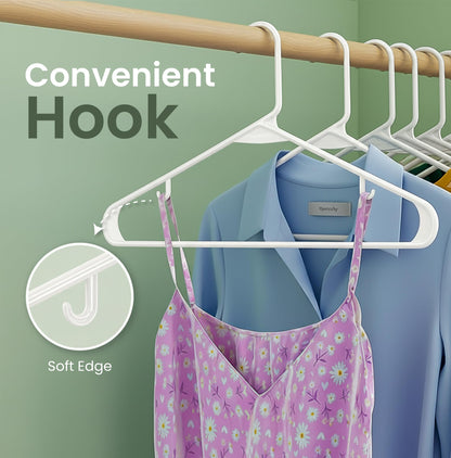 Utopia Home Plastic Hangers 50 Pack – Built-in Strap Hooks White