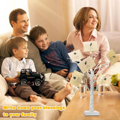 PEIDUO Money Tree, 22 Inch Gift Card Tree Holder with 6 Clips and 6 Greeting Cards, 24 Warm White Birch Tree with Lights, Christmas Tree Card Holder for Birthday Wedding Indoor Xmas Decorations