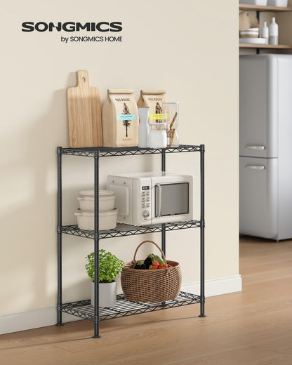 SONGMICS Storage Shelf, Metal Wire Shelving Unit, Adjustable Shelves, for Garage, Bedroom, Living