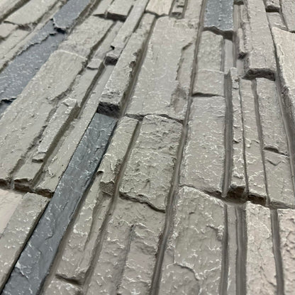 OTECKO 6-Pack Faux Stone Wall Panel 48 in x 13 in x 2 in Stacked Stone High Density Polyurethane Wall Siding Panels 24 sq ft, Easy Install, Interior/Exterior Volcano Ash (Dark Gray)