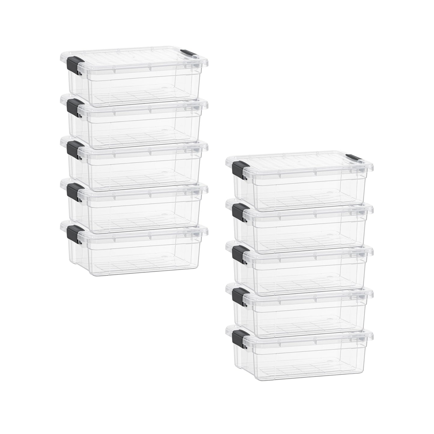 Superio Clear Storage Box with Lid, 2.3 Quart Plastic Container Bins for Organizing, Stackable