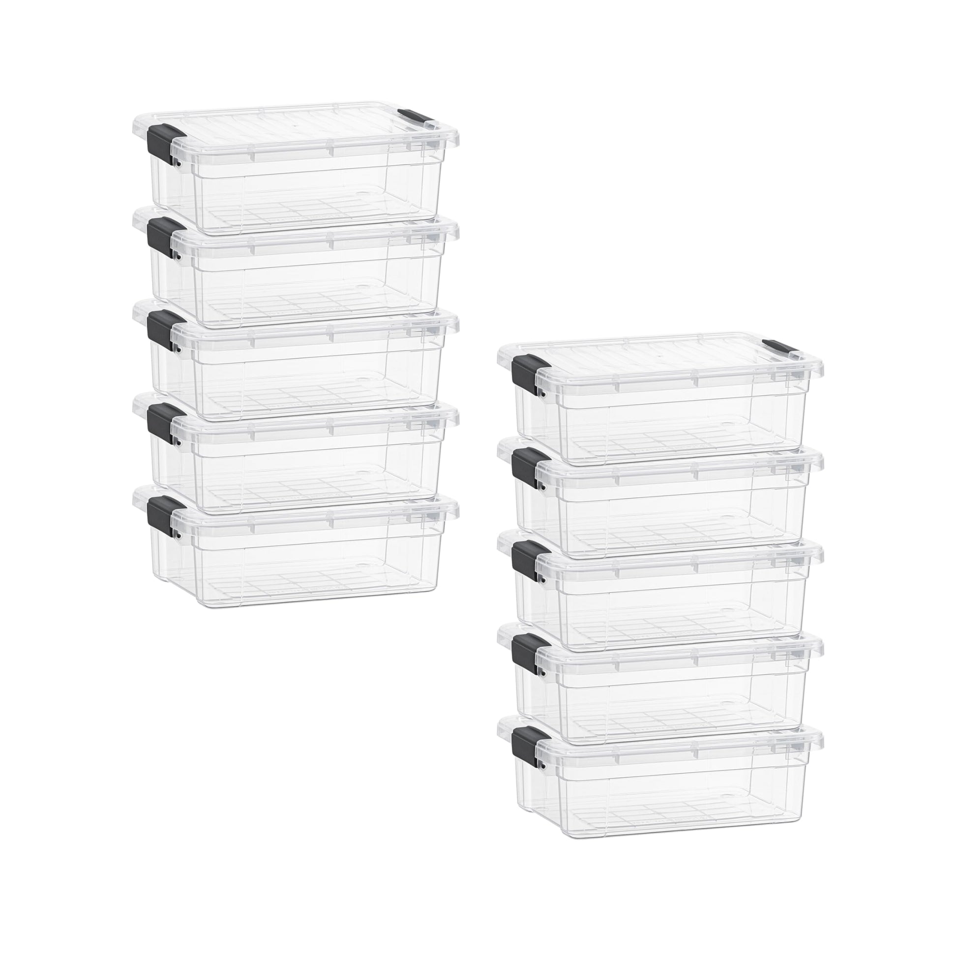 Superio Clear Storage Box with Lid, 2.3 Quart Plastic Container Bins for Organizing, Stackable