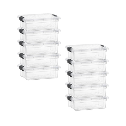 Superio Clear Storage Box with Lid, 2.3 Quart Plastic Container Bins for Organizing, Stackable