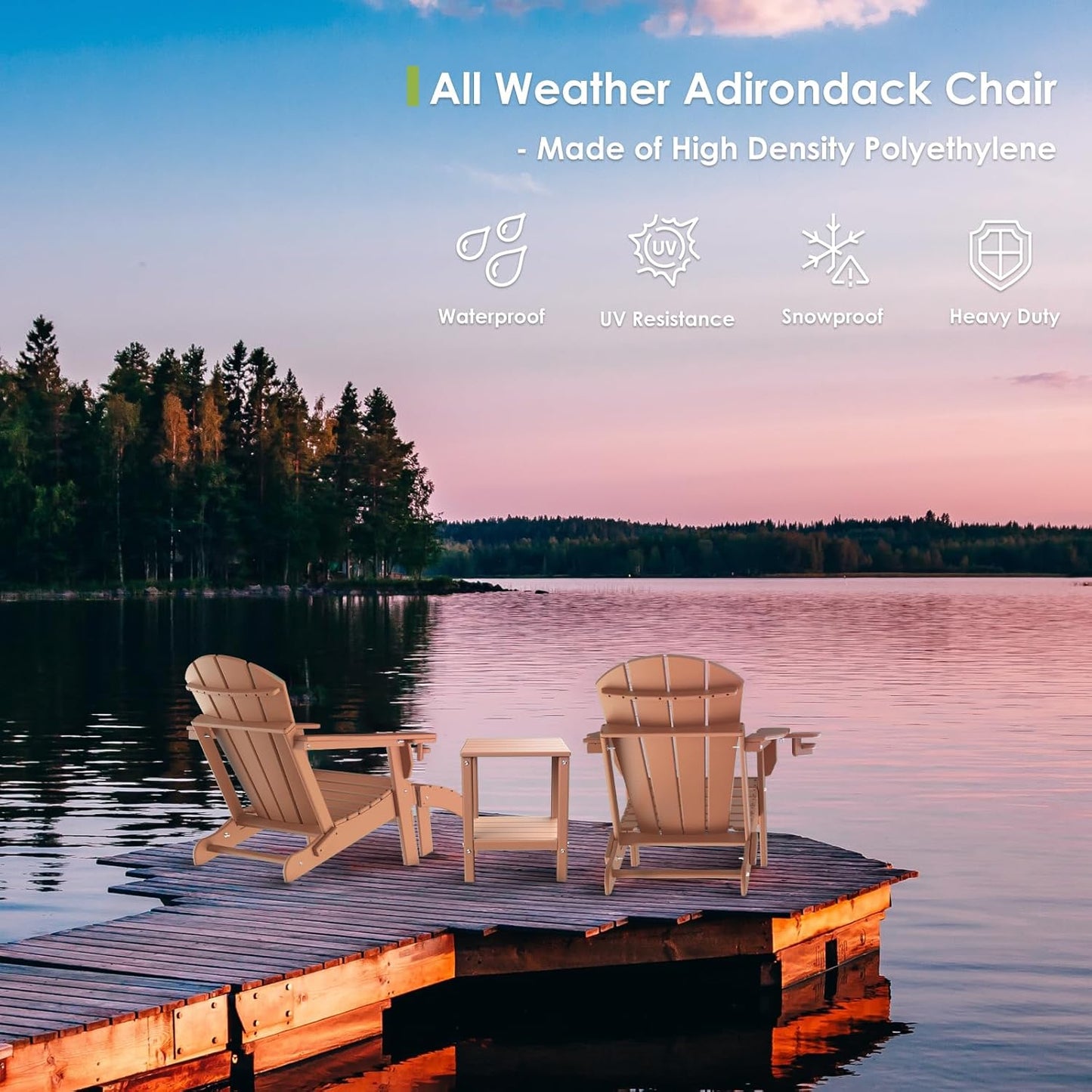 GREENVINES Adirondack-Ottoman | Set of 2 | HDPE Plastic | Outdoor Footrest | All Weather | Foot Rest | Foot Stool | Teak | for Adirondack Chair | for Patio Backyard Pool