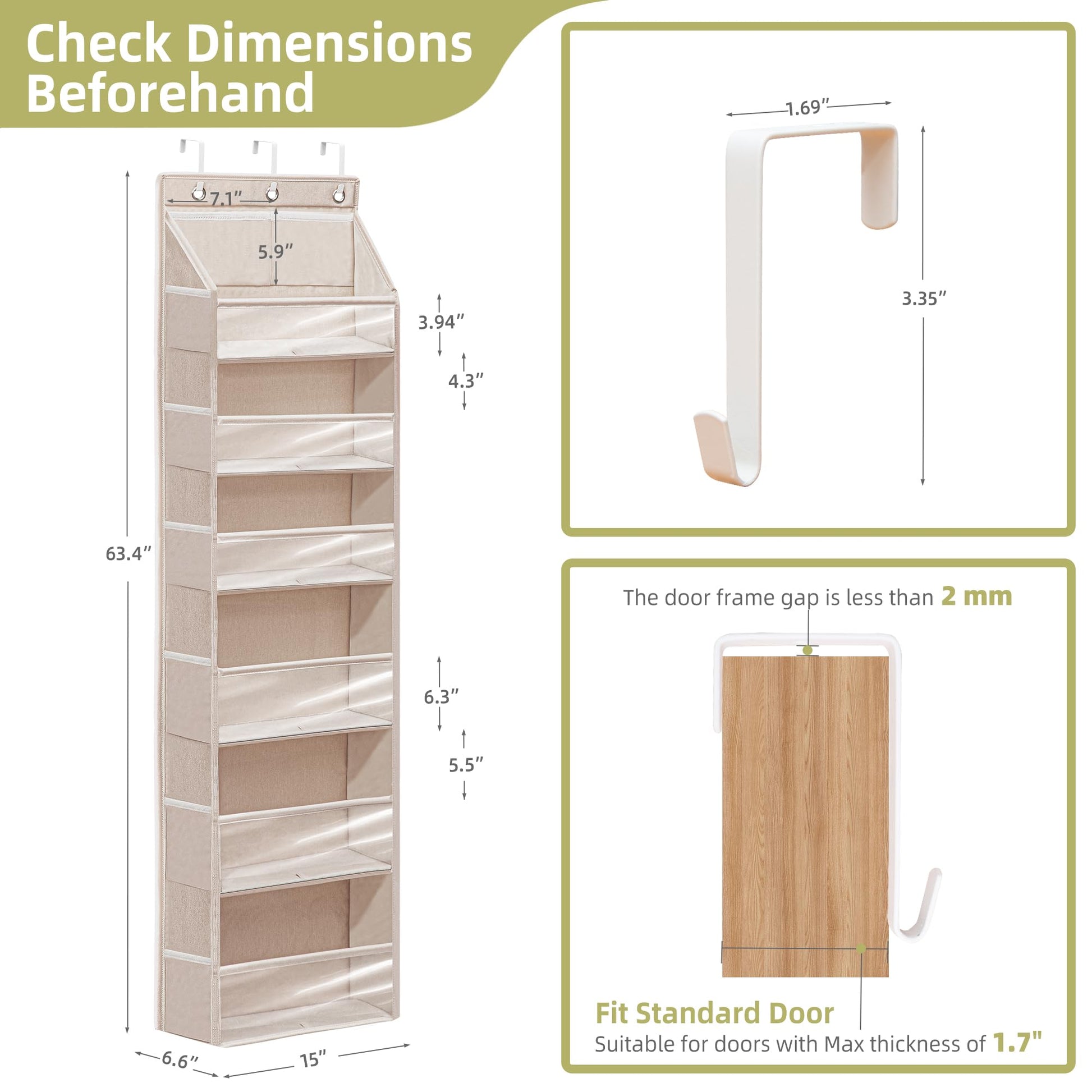 STORAGEIDEAS Over Door Organizer with 6 Extra Large Pockets 12 Side Pockets, Sturdy Closet Storage