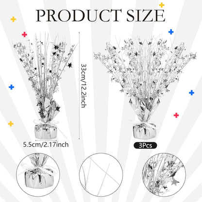 Crowye 18 Pieces Metallic Foil Spray Centerpiece Party Star Table Decoration Burst Metallic Table Centerpieces for Birthday Party Season Holiday(Silver)