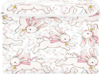 susiyo Cute Running Bunny fabric storage baskets with lids,Collapsible Storage Boxes,Foldable storage boxes with handles for Home,Office,Closet Organization