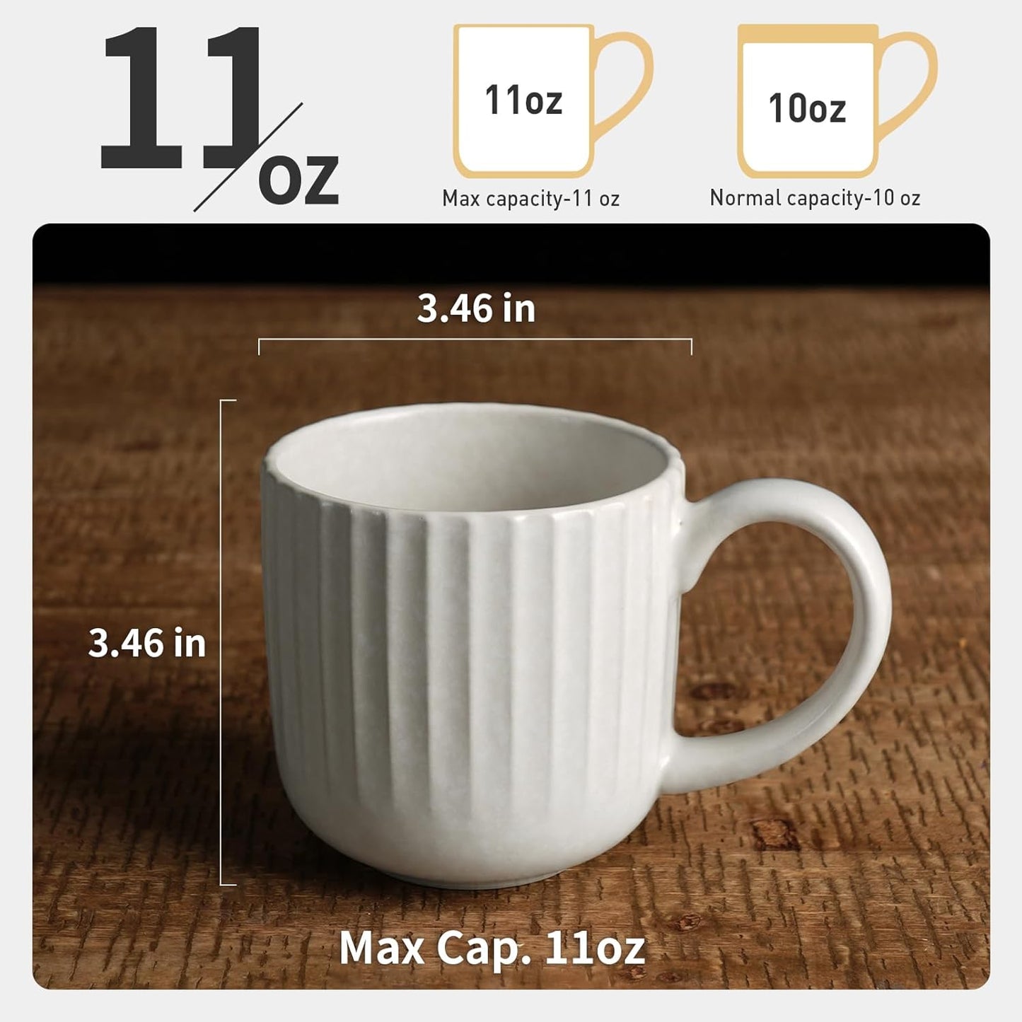 famiware Coffee Mugs Set of 6, Starlight 11 oz Mug Cup Set with Handle for Coffee, Tea, Cocoa, Milk - Ceramic Stoneware Mug Set, Matte White