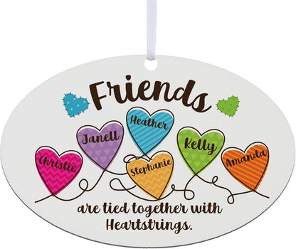Let’s Make Memories Personalized Christmas Ornament - for Friends - 2024 Christmas Ornament - Pastel Holiday Décor - Wood - Oval - Heartstrings - 2–6 Names
