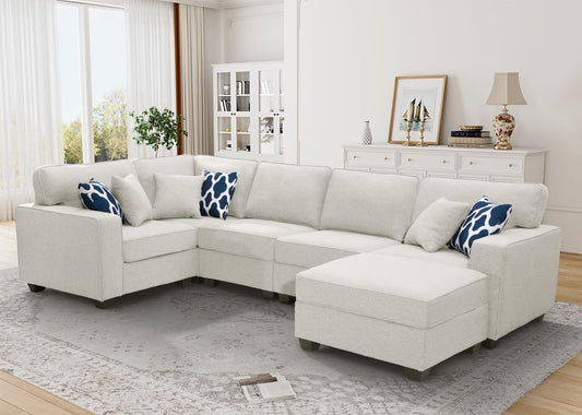 L Lengend Vansen Modular Sectional Sofa U Shaped Couch with Ottoman Modern Reversible Corner