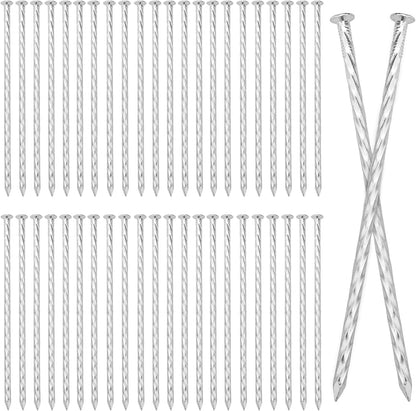 60 PCS 8 Inch Spiral Metal Galvanized Landscape Spikes, Galvanized Non-Rust Metal Garden Stakes, Garden Nails for Artificial Turf, Weed Barrier, Tent, Carpentry and More, by GENHAKON.
