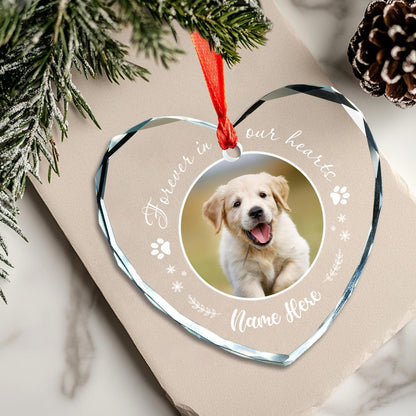 Personalized Pet Photo Ornaments, Custom Heart Glass Ornaments, Personalized Circle Glass Ornament, Custom Crystal Ornament Gifts for Dog Lovers, Cat Gifts for Cat Lover, Pet Love
