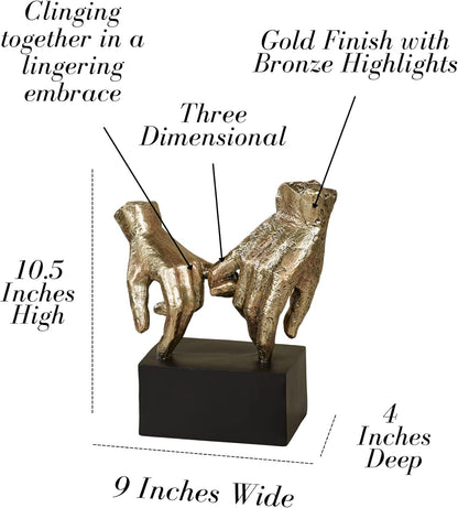 Touch of Class Lingering Hold Hands Table Sculpture Gold - Pinky Promise Statues - Desk Statue for Bedroom, Living Room, Office - Loving Touch