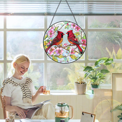 Stained Glass Window Hanging – Double-Sided Glass Sun Catcher with Chain – Memorial Window Art Panel for Home Décor, Spiritual Comfort, and All-Occasion Gifting