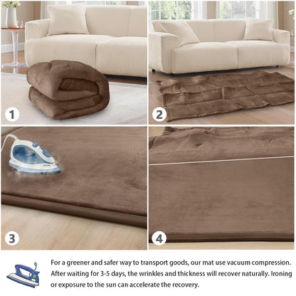 Baby Play Mat 1.2" Thick Memory Foam Nursery Rug Area Rug, 4’11” X 3’28” Yoga Mat Playmat Crawling Mat for Baby,Toddlers,Infants,Kids,Floor Mat Tatami Mat for Living Room with Non-Slip(Coffee)