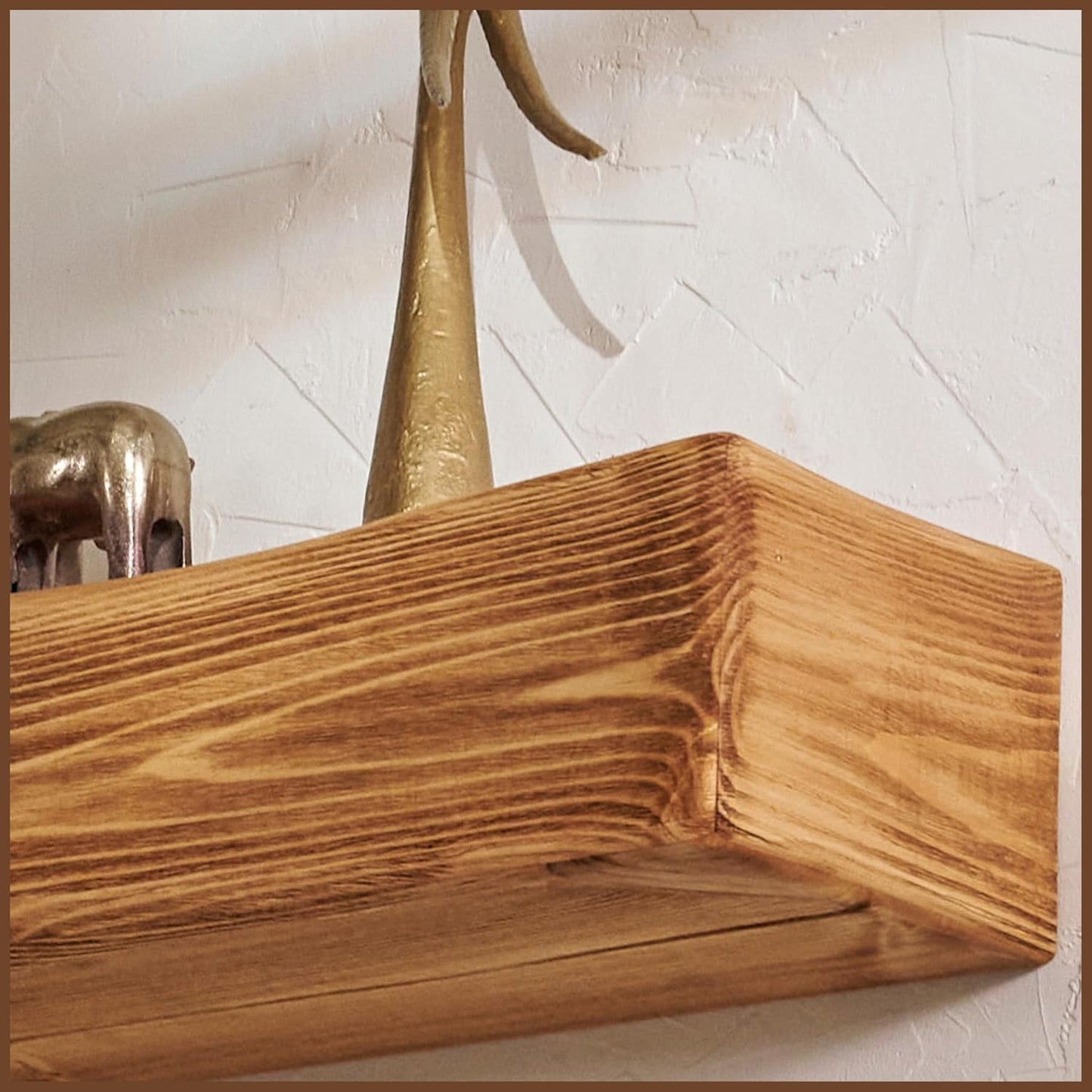 Handmade Fireplace Mantel Shelf 60", Rustic Wood Mantles for Over Fireplace, Wall Mounted Floating Mantel Shelves for Living Room Decor (Light Rustic, 60Lx6Hx8D)