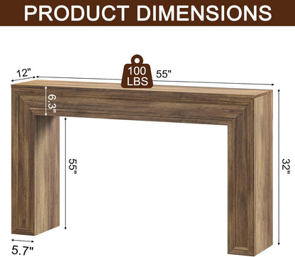 Rresyet 55 Inch Long Console Table, Sofa Table Behind Sofa, Wooden Entryway Table, Farmhouse Entryway Table for Entry, Hallway, Living Room (Wood)