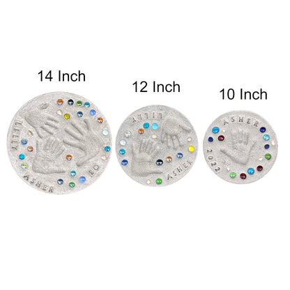 Large DIY Stepping Stone Kit, Handprint Stepping Stone, Mother's Day Gift, Footprint Stepping Stone (10 Inch + Stamp Set)
