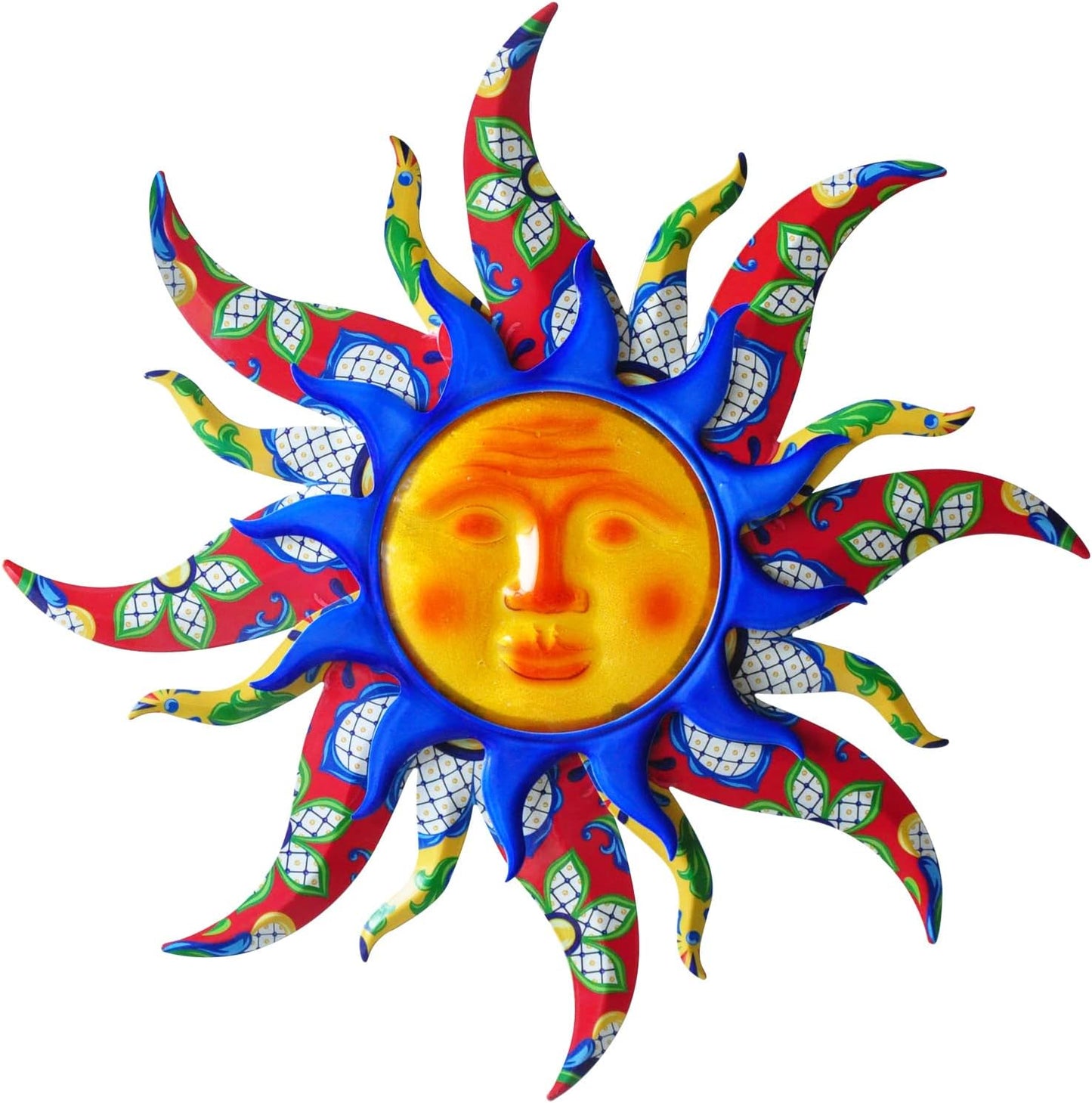 wotieuns Sun Metal Wall Art Outdoor Decor 19Inch Sun Wall Decor Suitable for Living Room Bedroom Porch Patio Fence Garden Decor