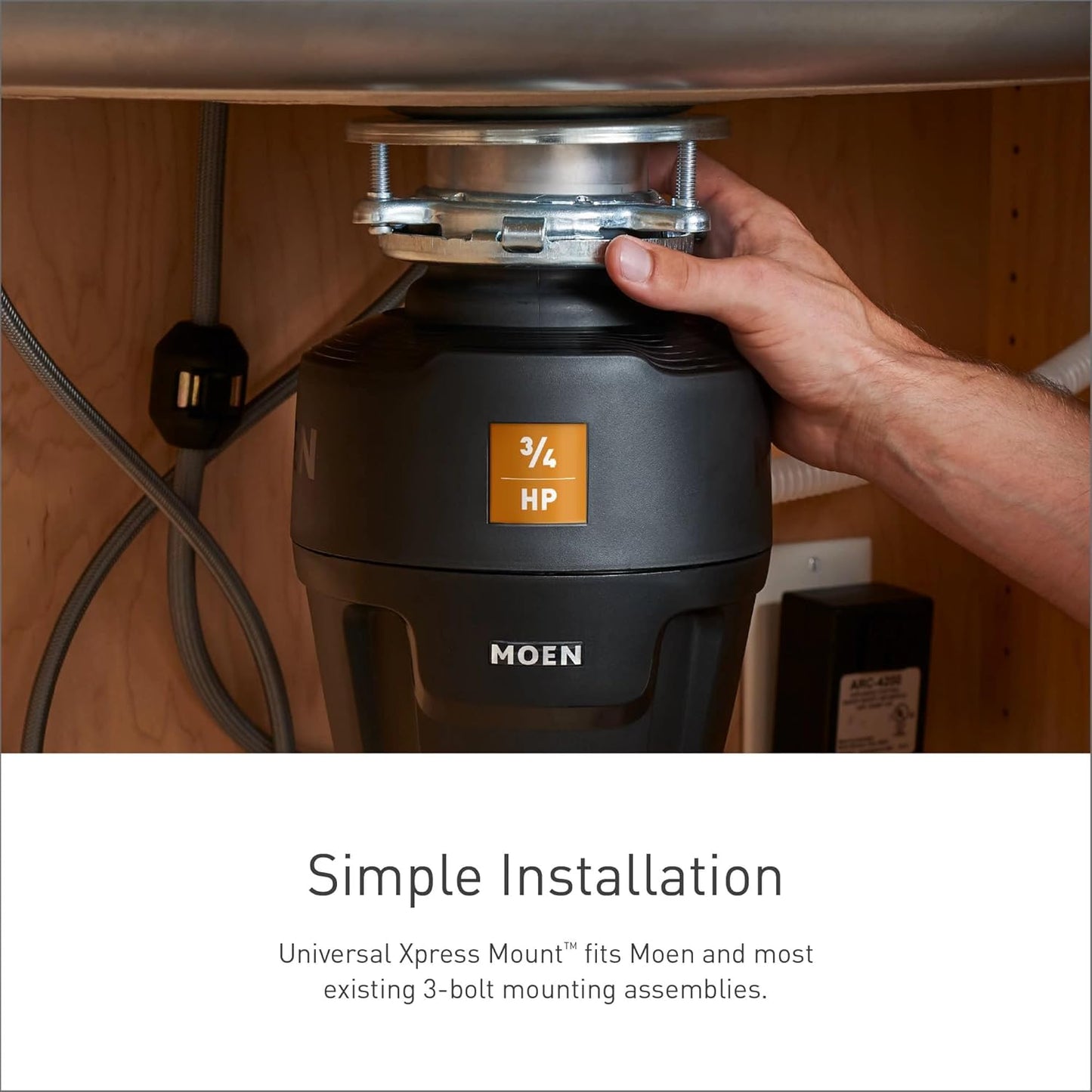 Moen Chef Series 1 HP Continuous Feed Garbage Disposal, Power Cord Included, EX100C