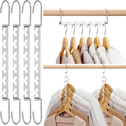 HOUSE DAY Space Saving Hangers for Clothes 4 Pack, Heavy Duty Hanger Organizer | 30 Lbs Capacity |, Metal Magic Hanger, Sturdy Multi Hangers, Closet Space Saver Closet Organizers and Storage
