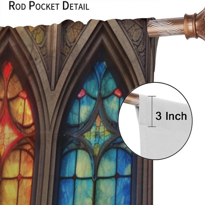 Stained Glass Curtains,Mid Century Vintage Style Abstract Art Home Decor Drapes for Bedroom Living Room Kitchen Window Treatment 2 Panels Set Total Size 42" W X 45" L Inch