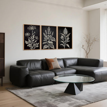 HPNIUB Vintage Floral Framed Canvas Wall Art Set, Minimalist Botanical Wall Decor, Nature Inspired Wildflower Leaf Wall Painting, Farmhouse Neutral Artwork for Living Room, Bedroom, Office-16 x24 x3