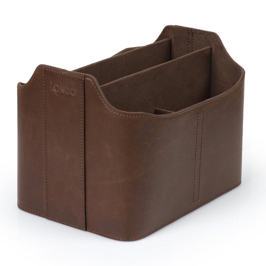 Londo PU Leather Remote Control Holder, Office Supplies Desk Organizer with Tablet Slot, Makeup