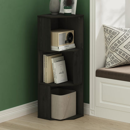 Furinno ECON Corner Shelf, 3-Tier Corner Book Shelf, Standing Storage Shelves, Cube Display Rack