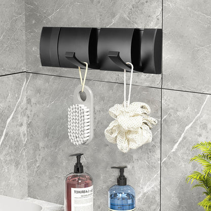 Folding Coat Hooks, Wall Mounted Coat Rack with 3 Retractable Hooks, Heavy Duty Towel Rack for Bathroom Wall Hook for Hanging Clothes Bathrobe, Stainless Steel Coat Hanger for Entryway(Black)