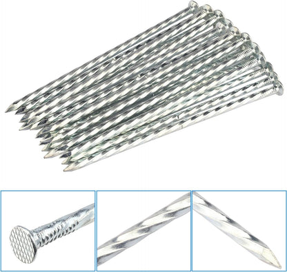 60 PCS 8 Inch Spiral Metal Galvanized Landscape Spikes, Galvanized Non-Rust Metal Garden Stakes, Garden Nails for Artificial Turf, Weed Barrier, Tent, Carpentry and More, by GENHAKON.