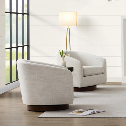 CHITA Swivel Accent Chair, FSC Certified Upholstered Fabric Barrel Chair for Living Room Set of 2, Fully Assembled, Ivory