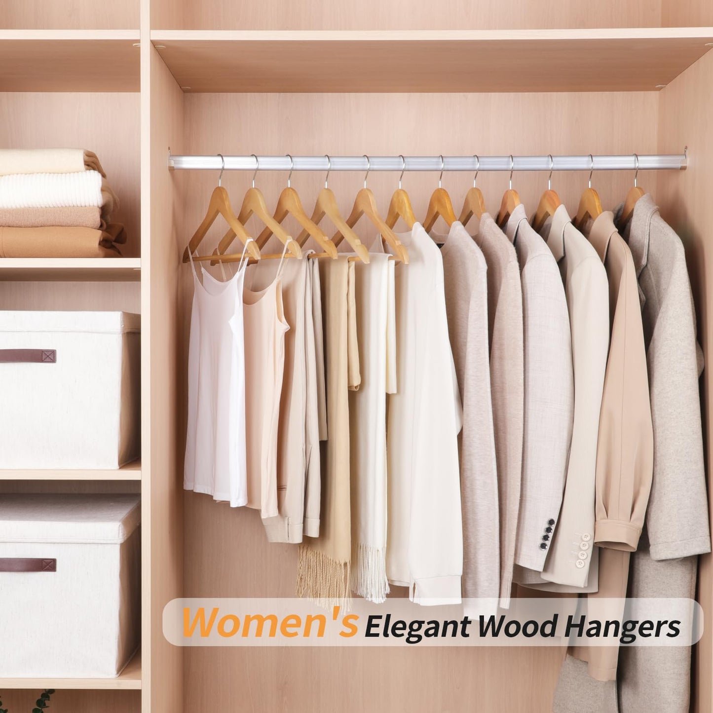 Amazon Basics Wood Suit Clothes Hangers for Closet Organizer, Natural, 30-Pack