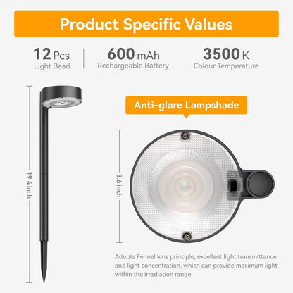 12 Pack Solar Pathway Lights Outdoor, 12 Brighter LED Solar Lights Outdoor Waterproof, Up to 12 Hrs Modern Solar Powered Path Light for Yard Garden Walkway Driveway